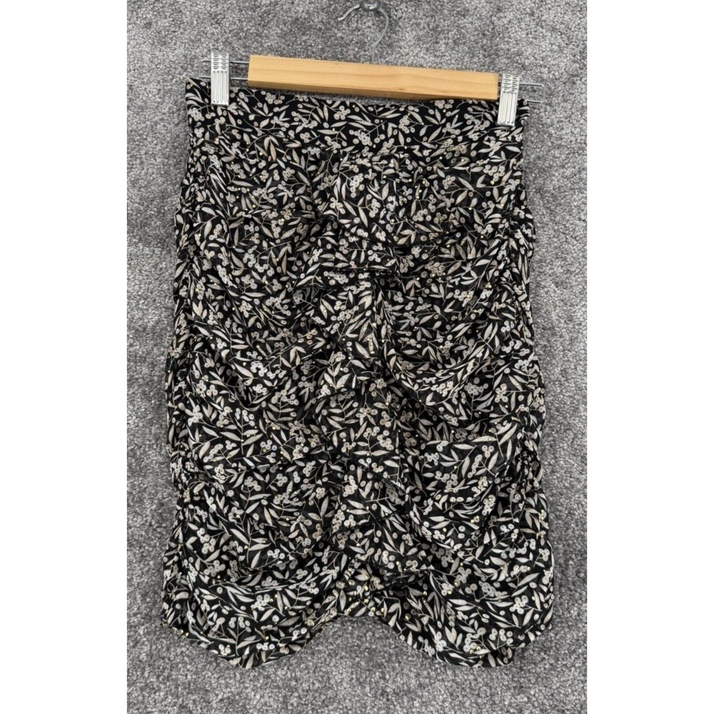 Sabina Musayev Rima Skirt Black White Metallic Lurex Floral Mini NWT XS
